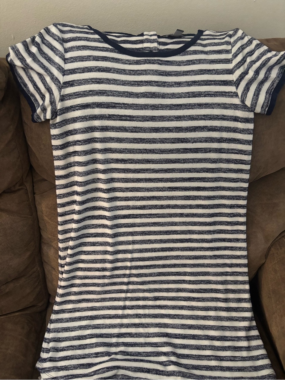 Market & Spruce Navy and White Striped Short Sleeve above the knee, Dress